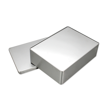 silver metal tin box